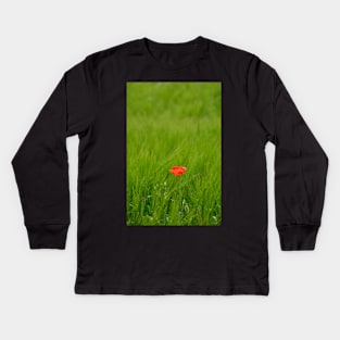 Poppy in Wheat Field Kids Long Sleeve T-Shirt